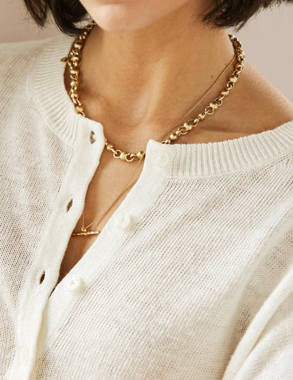 Leandra Linen Henley Sweater-Ivory