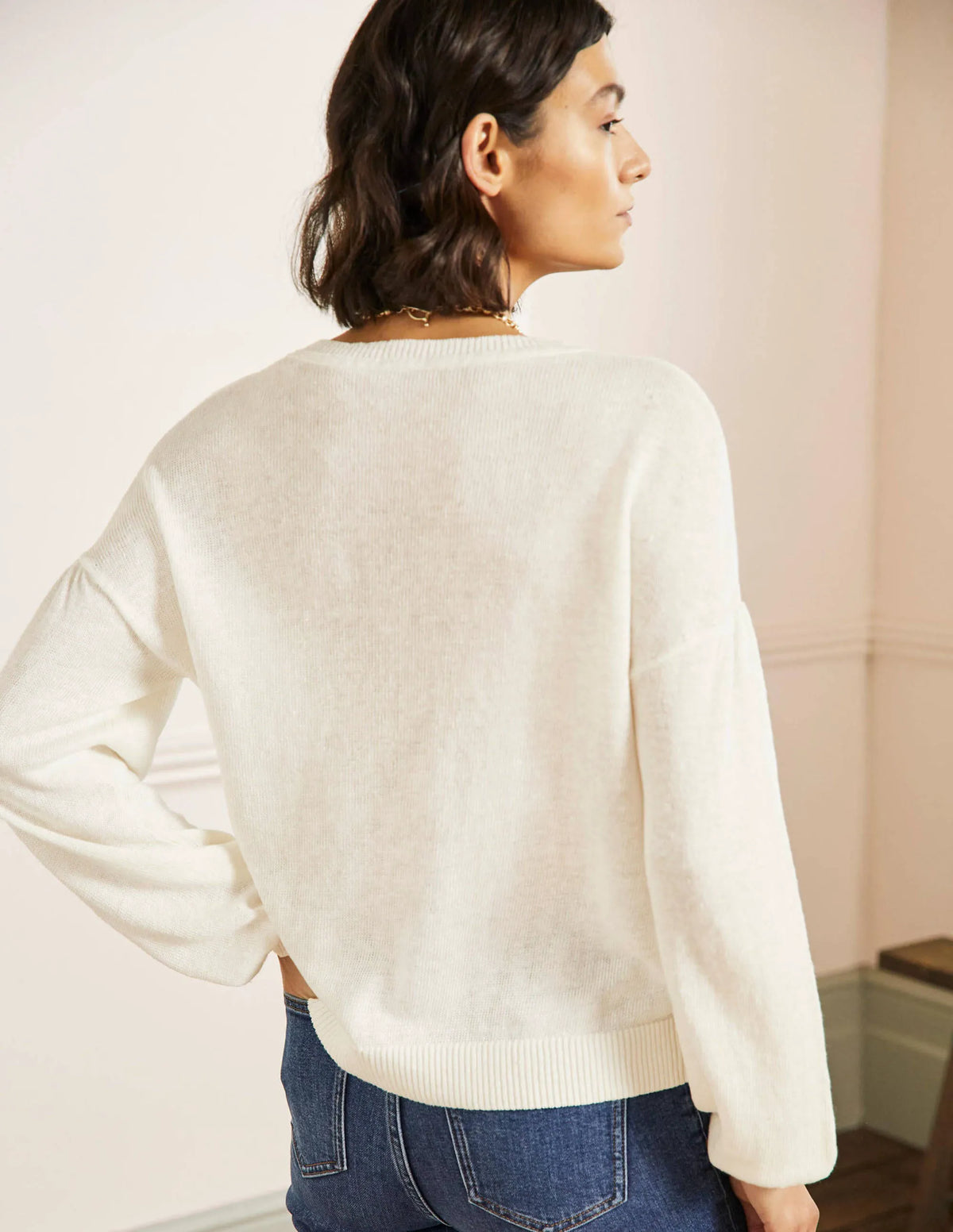 Leandra Linen Henley Sweater-Ivory