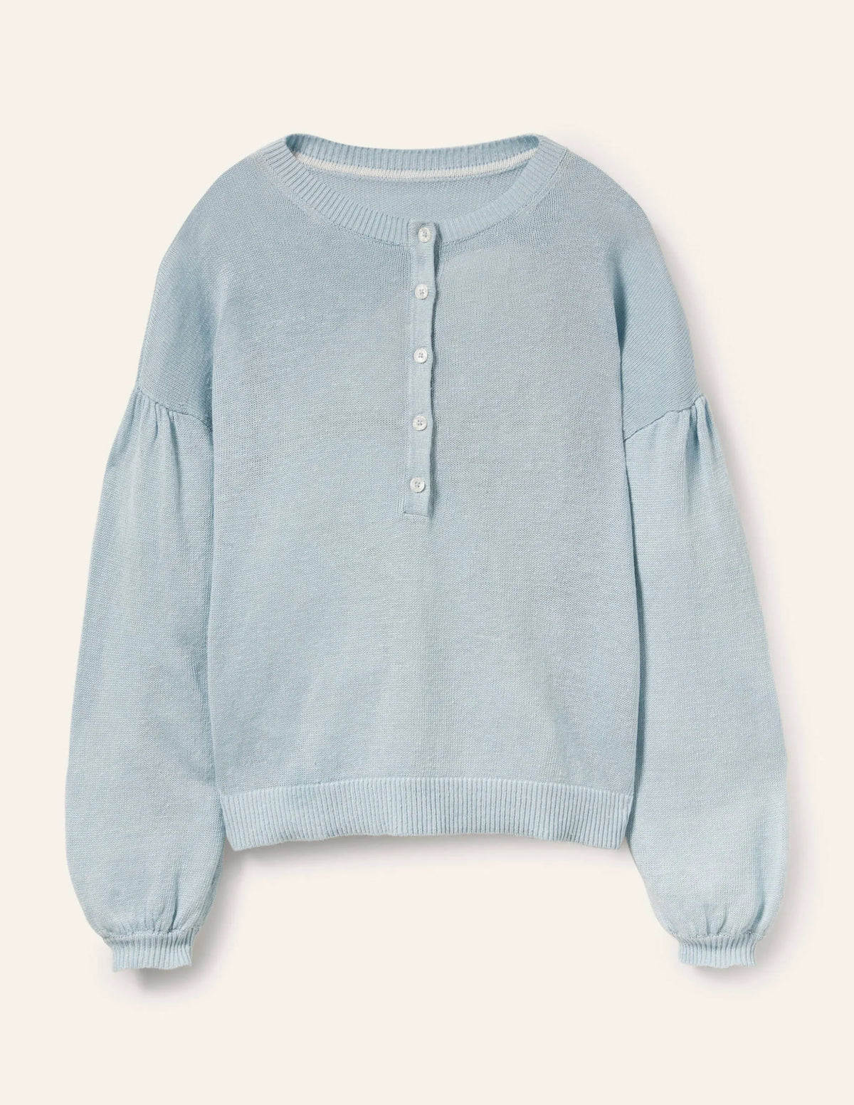 Leandra Linen Henley Sweater-Dawn Sky