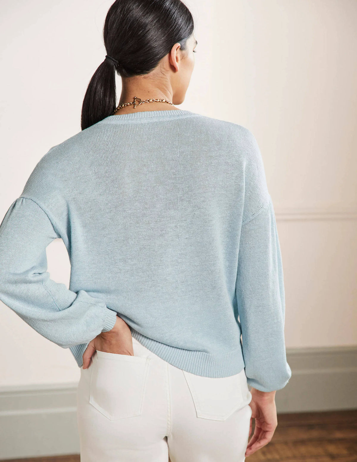 Leandra Linen Henley Sweater-Dawn Sky