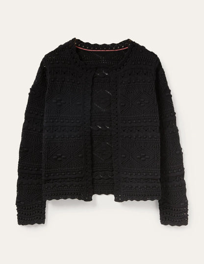 Claudia Textured Knit Cardigan-Ivory
