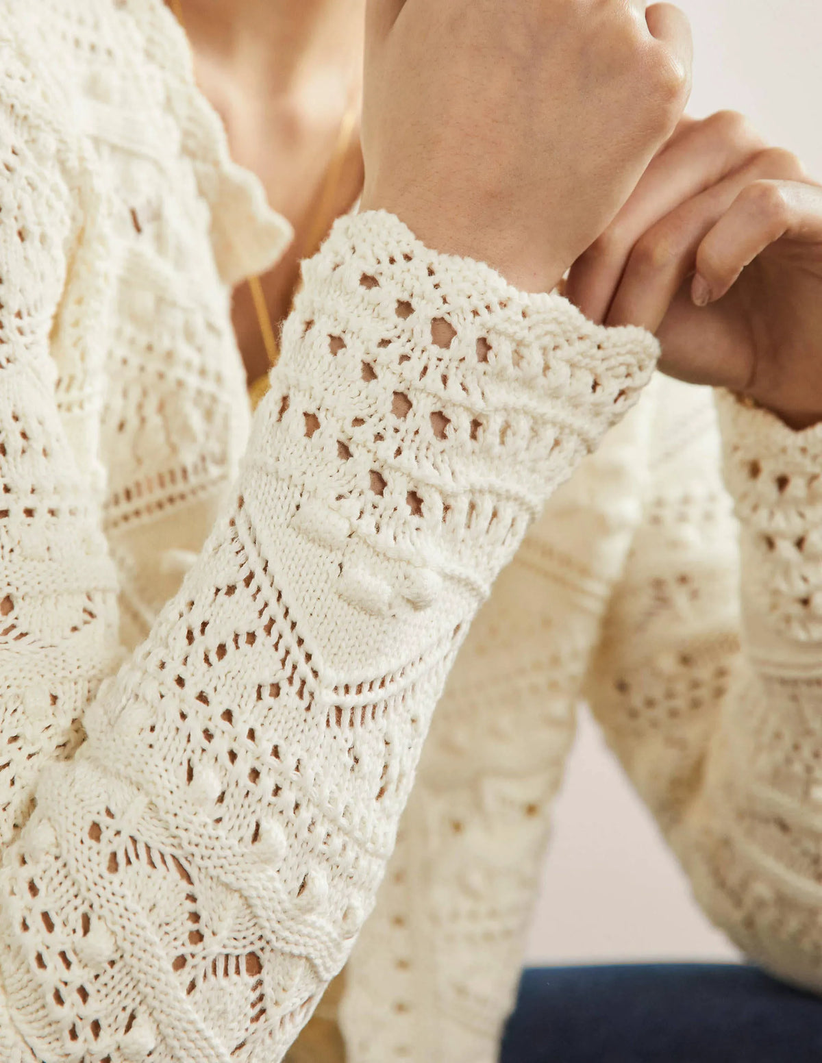 Claudia Textured Knit Cardigan-Ivory