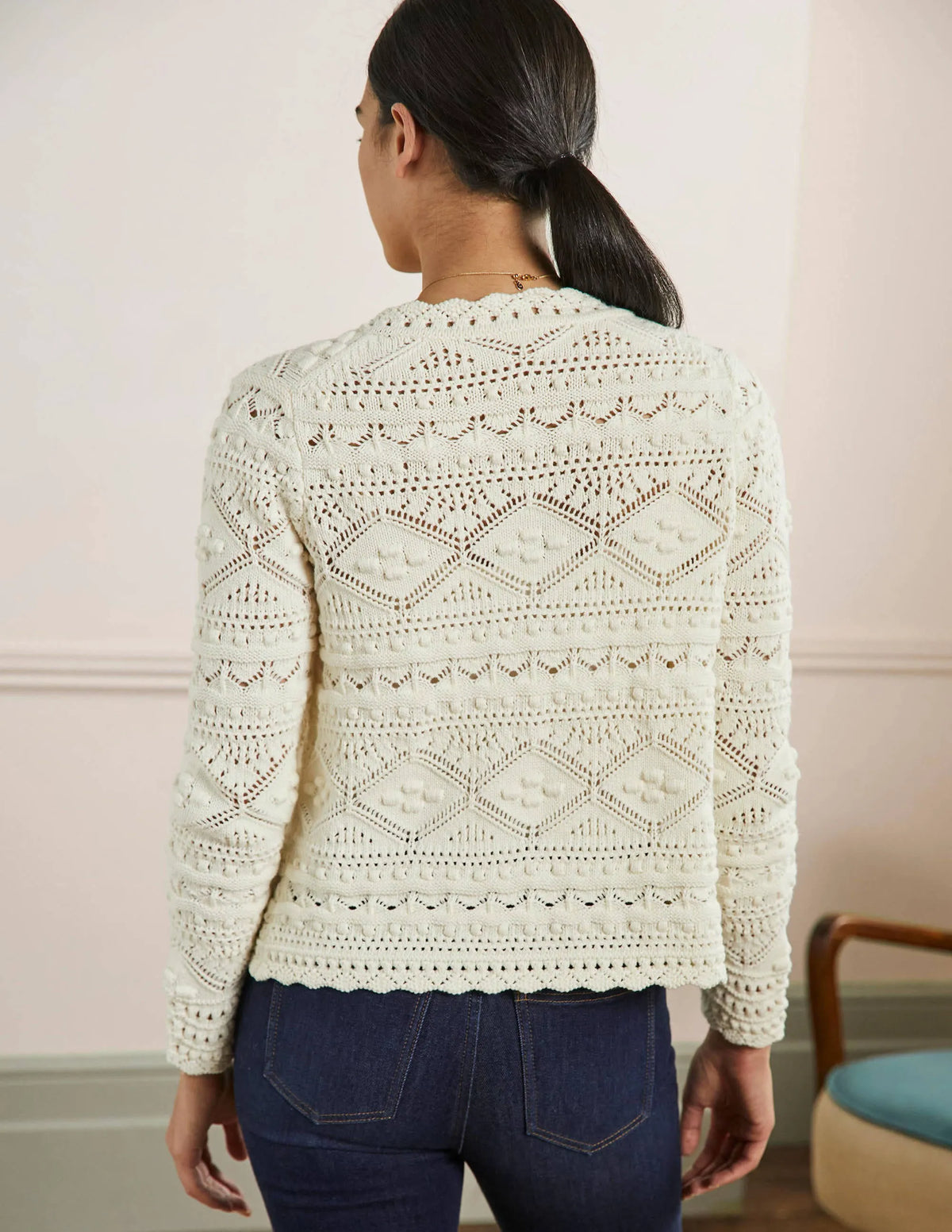 Claudia Textured Knit Cardigan-Ivory