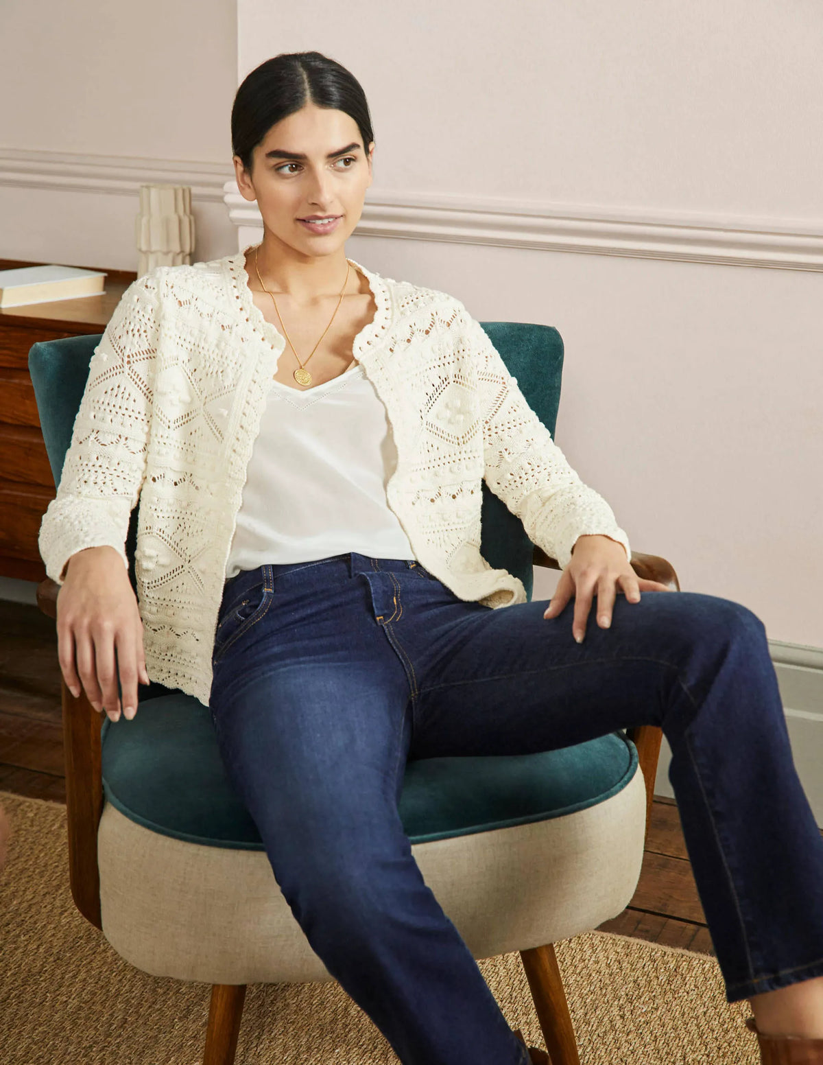 Claudia Textured Knit Cardigan-Ivory