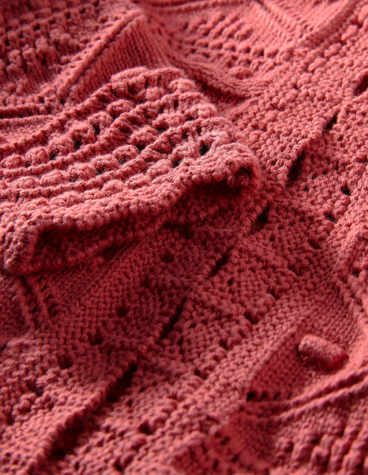 Claudia Textured Knit Cardigan-Dusty Red