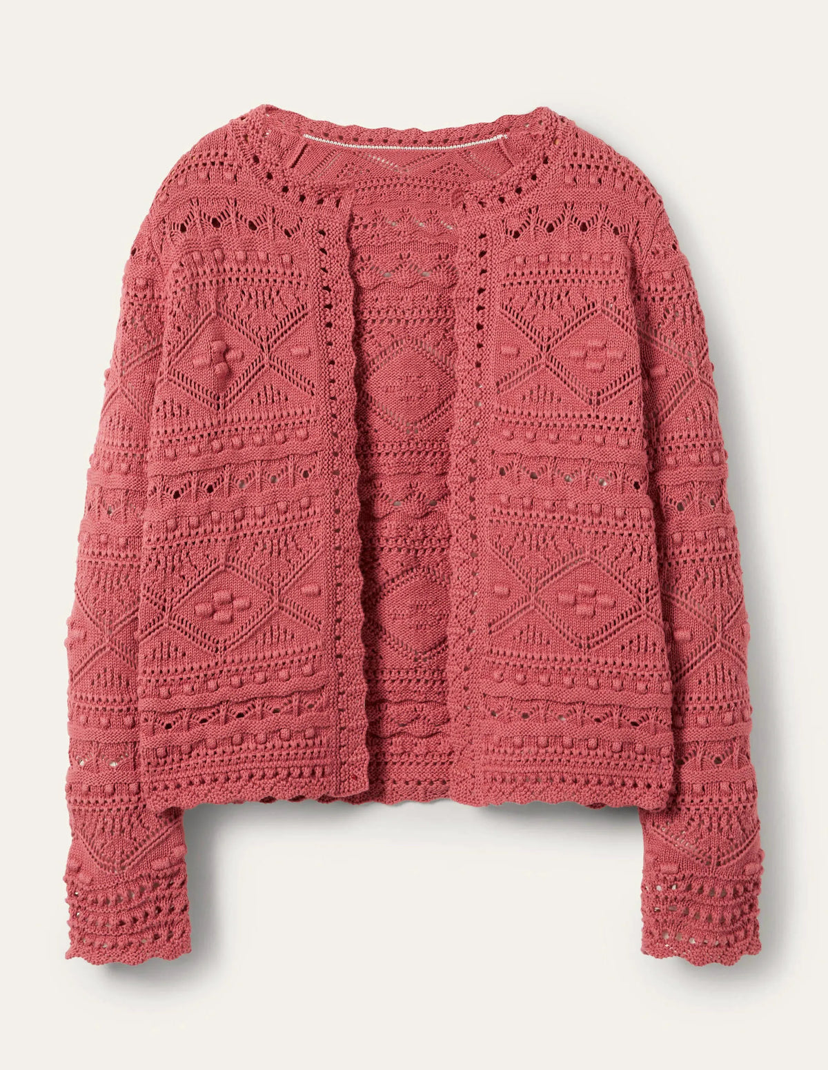 Claudia Textured Knit Cardigan-Dusty Red