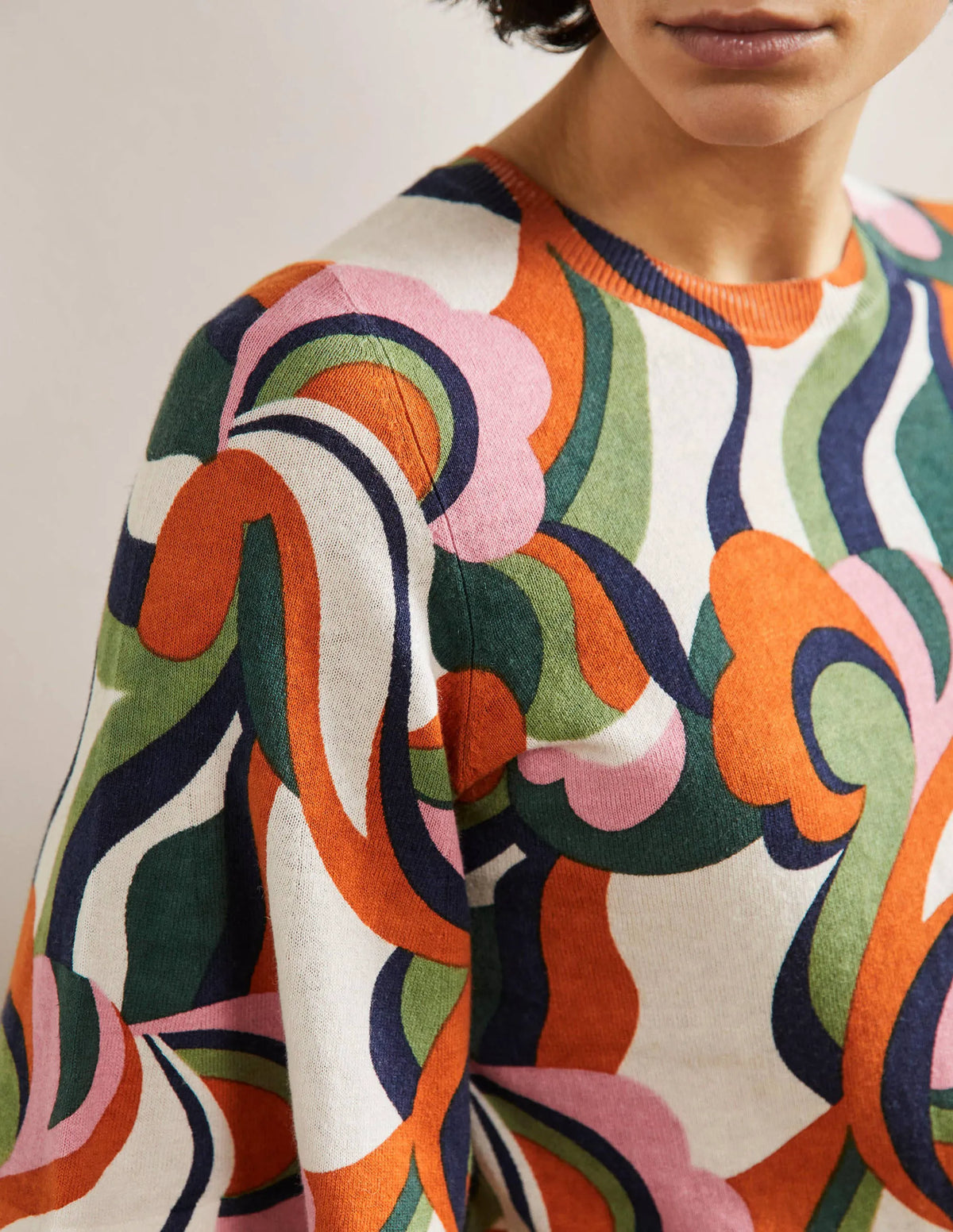 Cara Knitted T-Shirt-Abstract Swirl, Multi