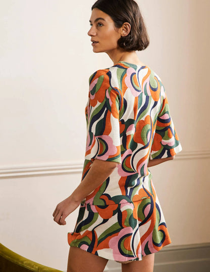 Cara Knitted T-Shirt-Abstract Swirl, Multi