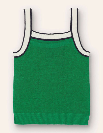 Square Neck Linen Tank-Highland Green