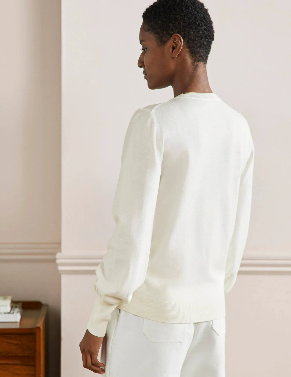 Embroidered Blouson Cardigan-Ivory