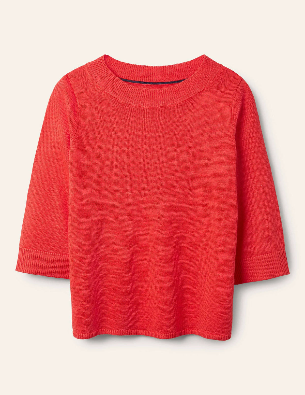 Relaxed Linen Sweater-Bright Poppy