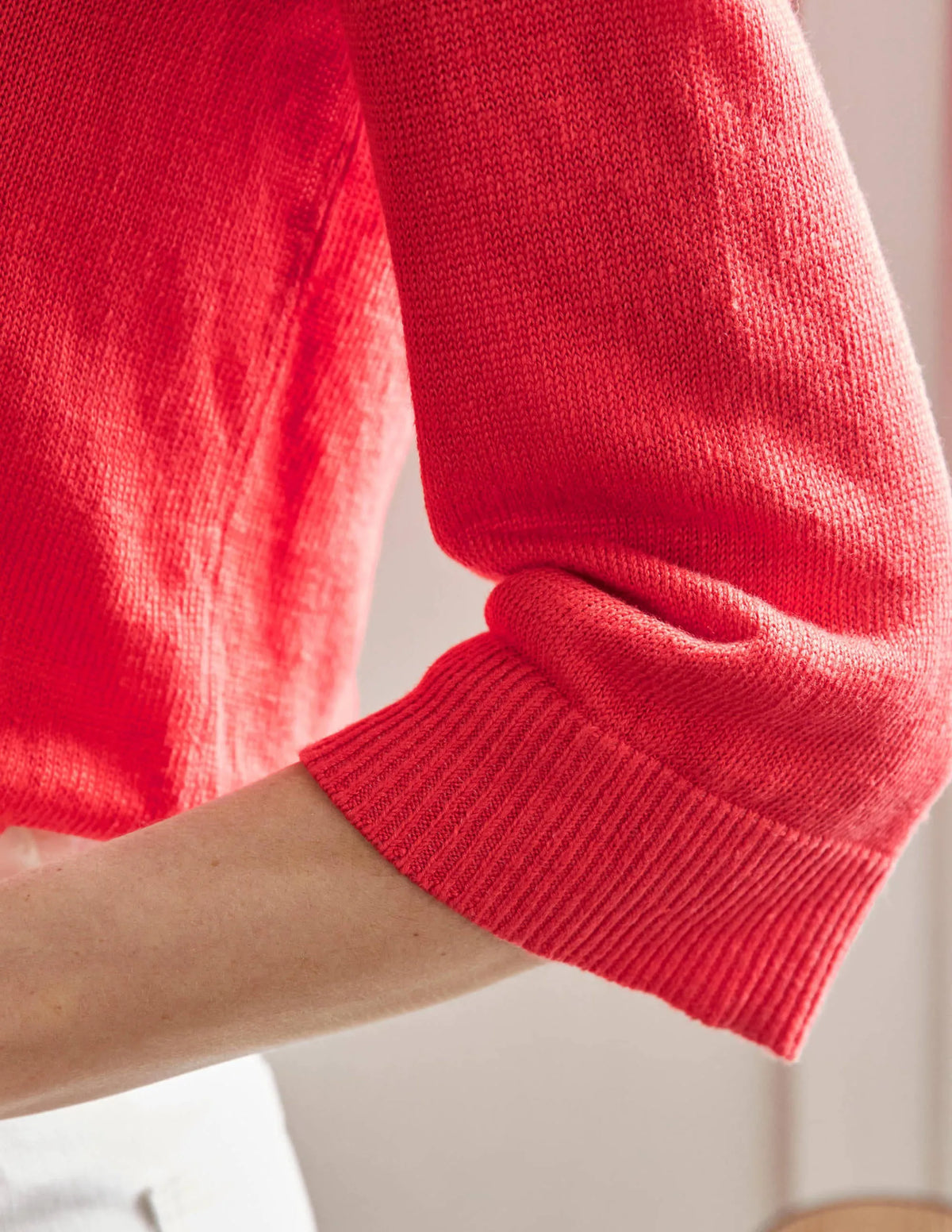 Relaxed Linen Sweater-Bright Poppy