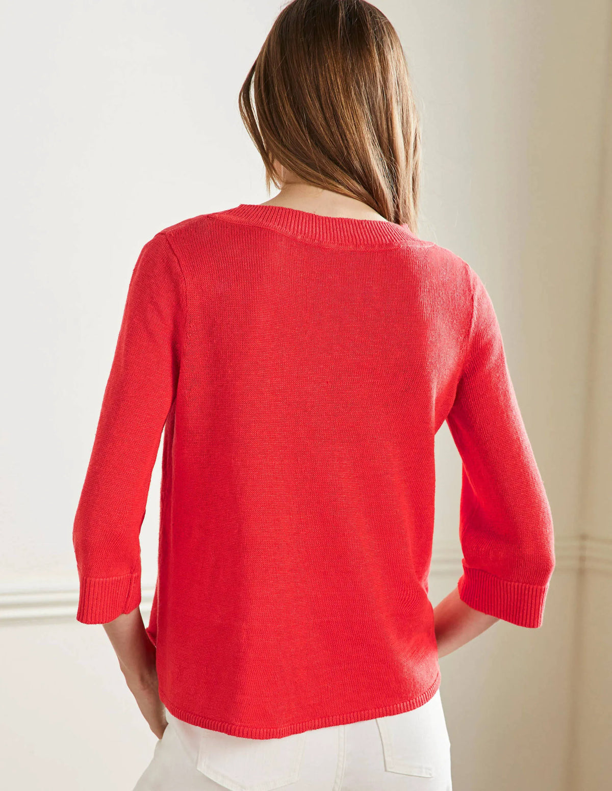 Relaxed Linen Sweater-Bright Poppy