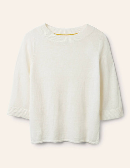 Relaxed Linen Sweater-Ivory