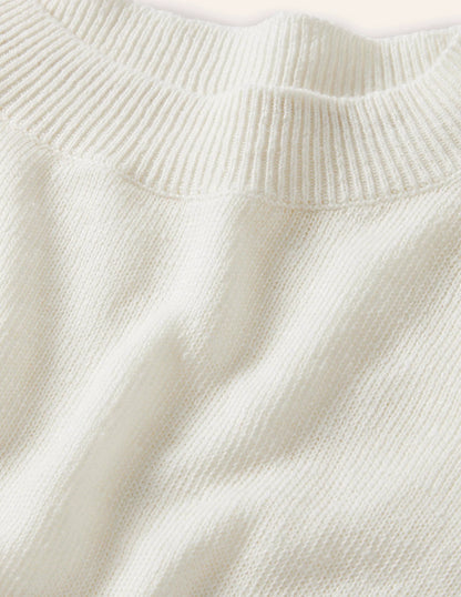 Relaxed Linen Sweater-Ivory