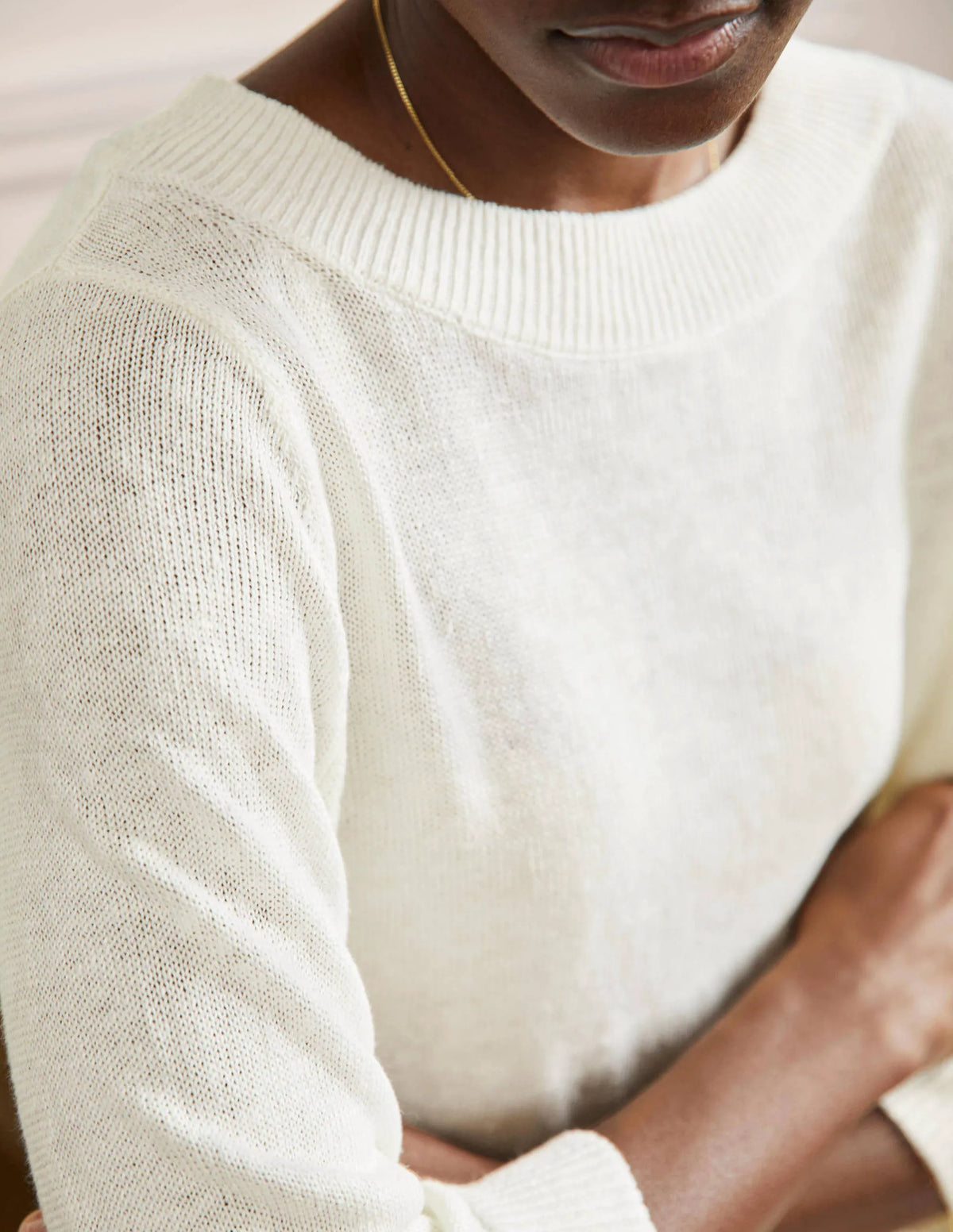 Relaxed Linen Sweater-Ivory