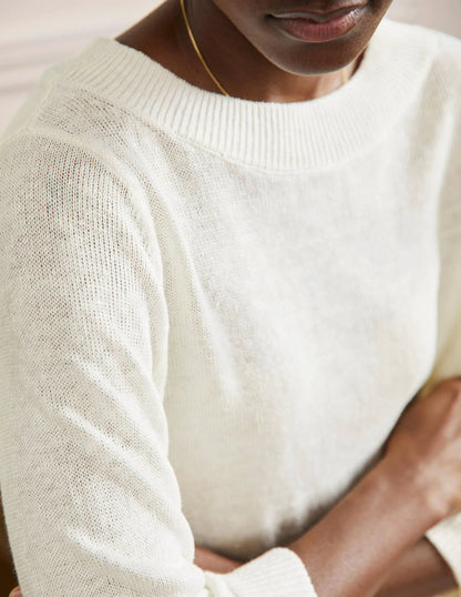 Relaxed Linen Sweater-Ivory
