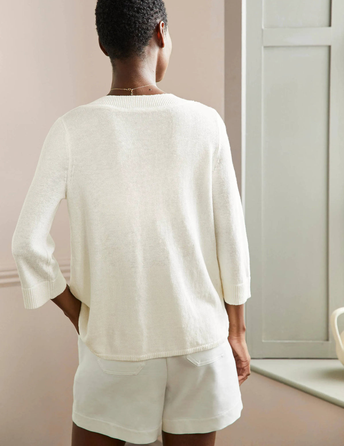 Relaxed Linen Sweater-Ivory