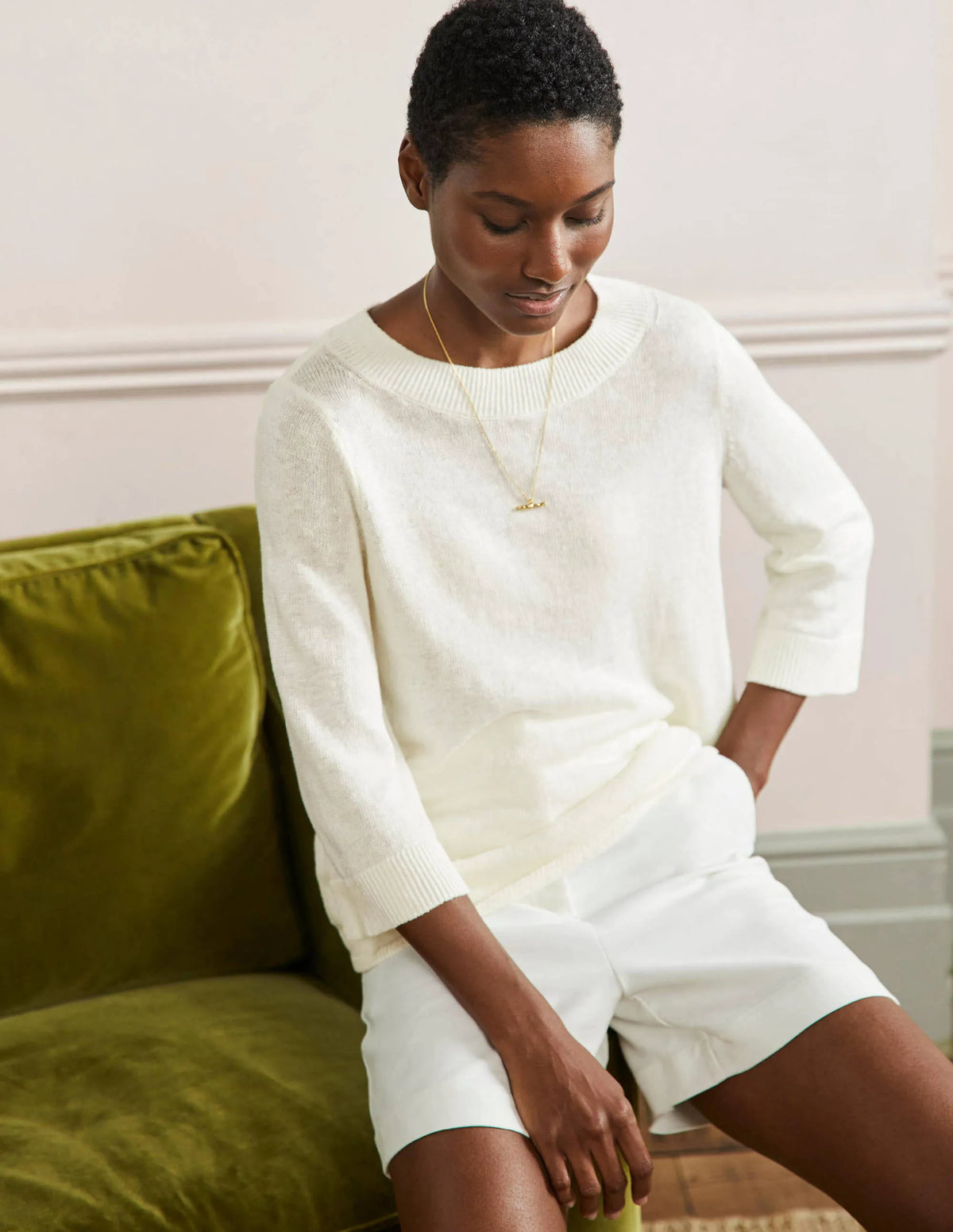 Relaxed Linen Sweater-Ivory