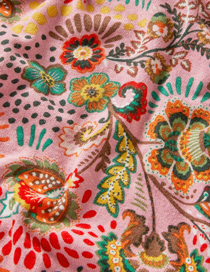 Relaxed Printed V-neck Sweater-Formica Pink, Meadow