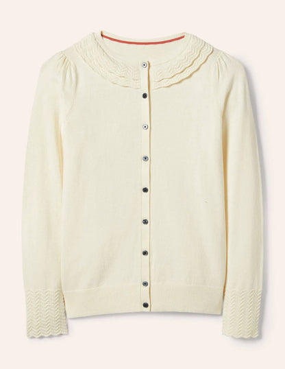 Collar Detail Cardigan-Ivory