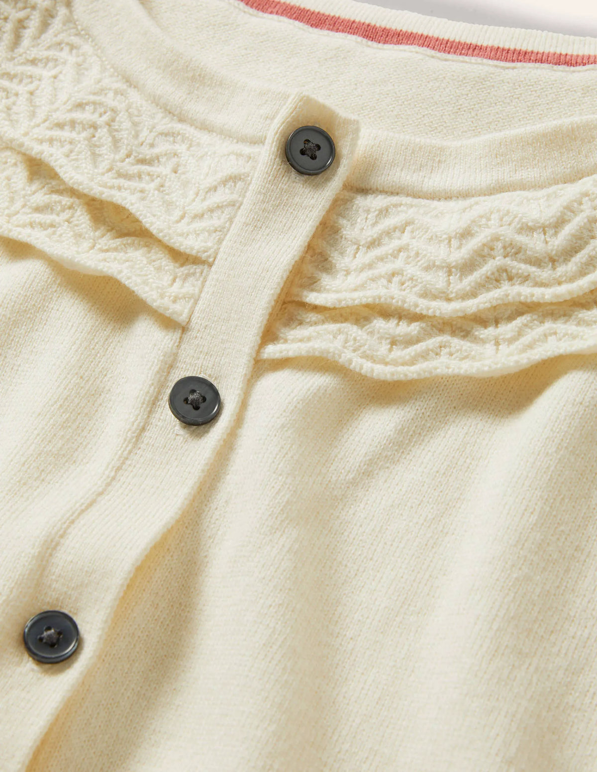 Collar Detail Cardigan-Ivory