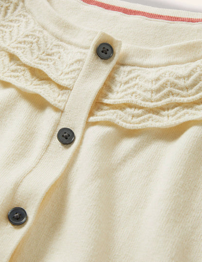 Collar Detail Cardigan-Ivory