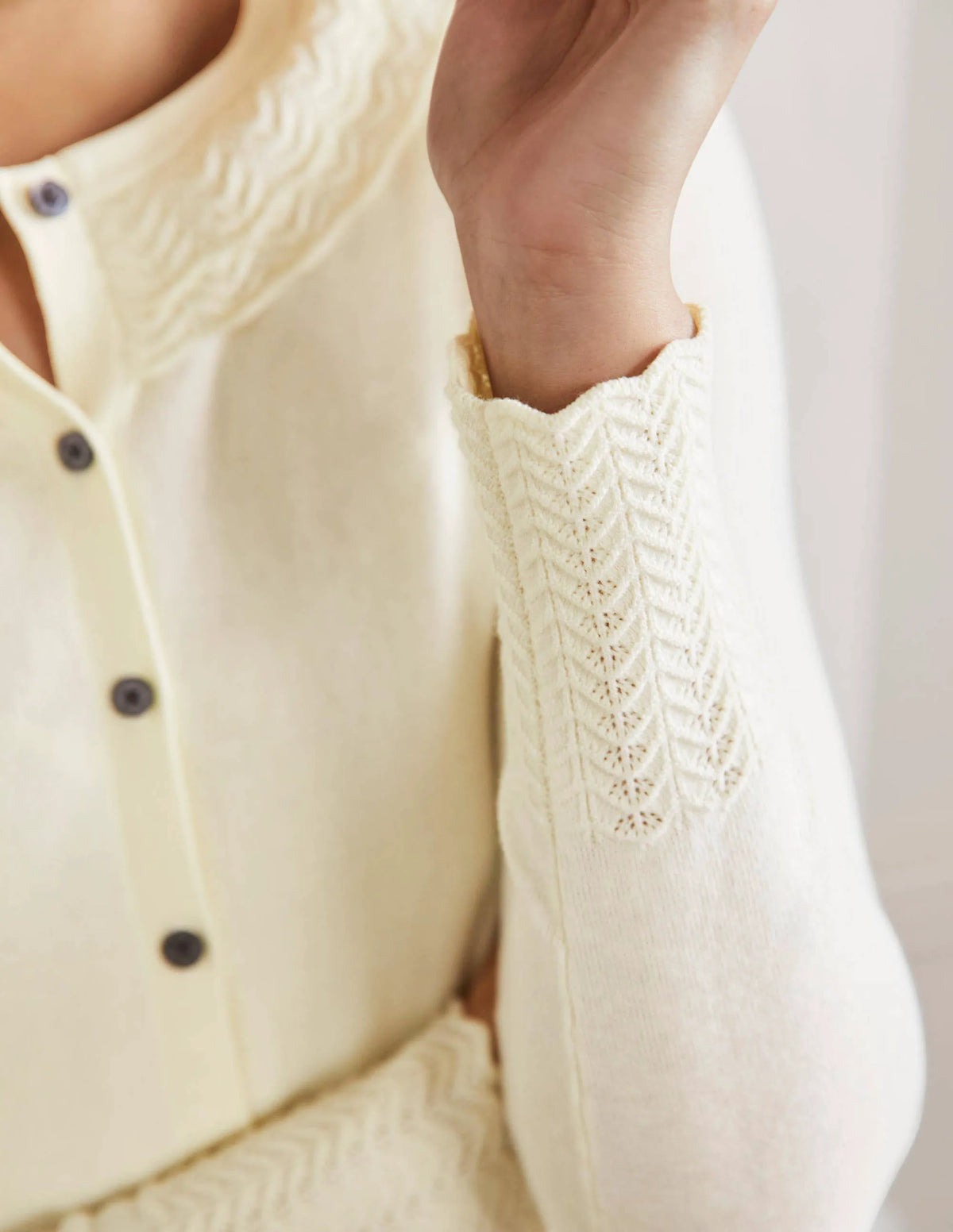 Collar Detail Cardigan-Ivory