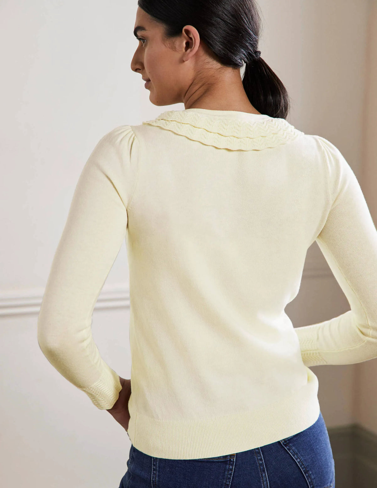 Collar Detail Cardigan-Ivory