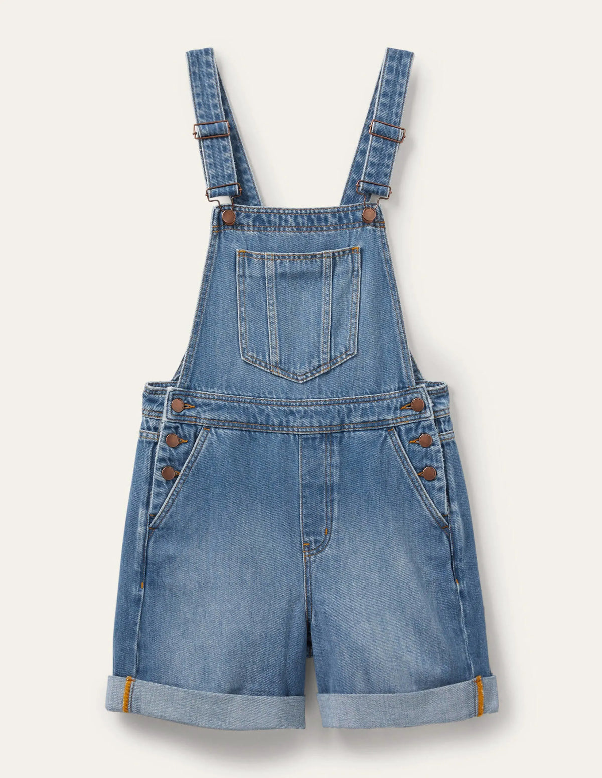 Short Relaxed Leg Overalls-Light Vintage
