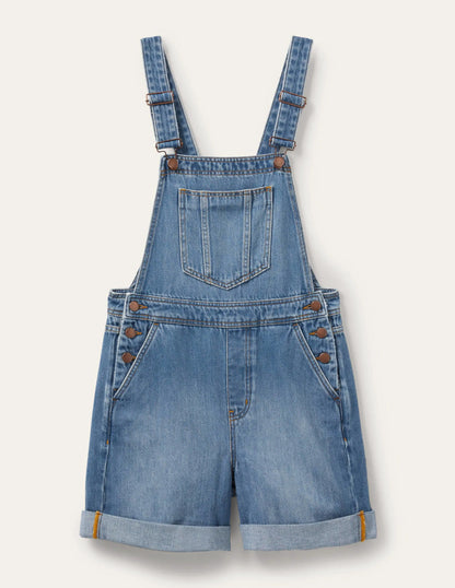 Short Relaxed Leg Overalls-Light Vintage