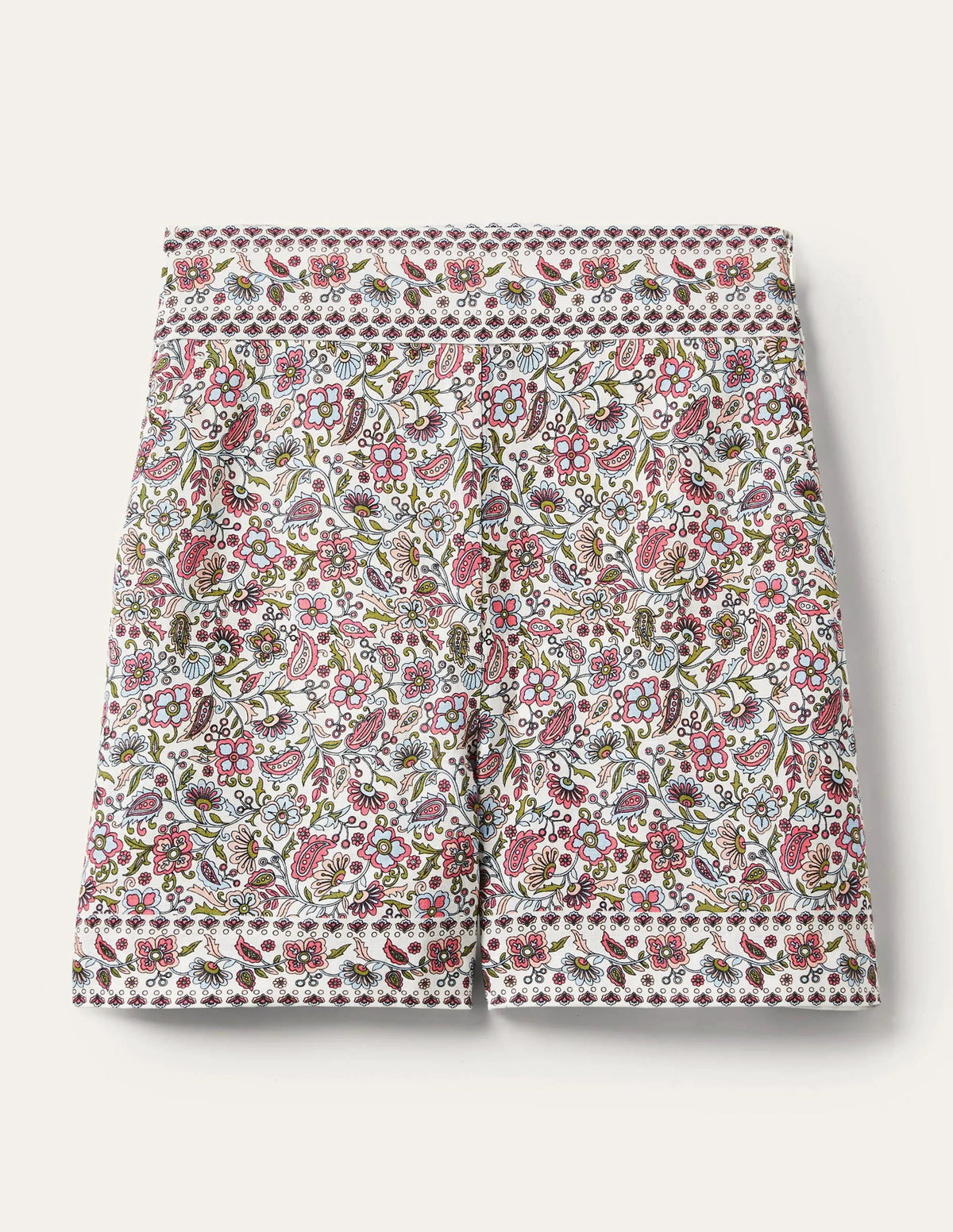 Georgina Linen Shorts-Ivory, Oriental Paradise