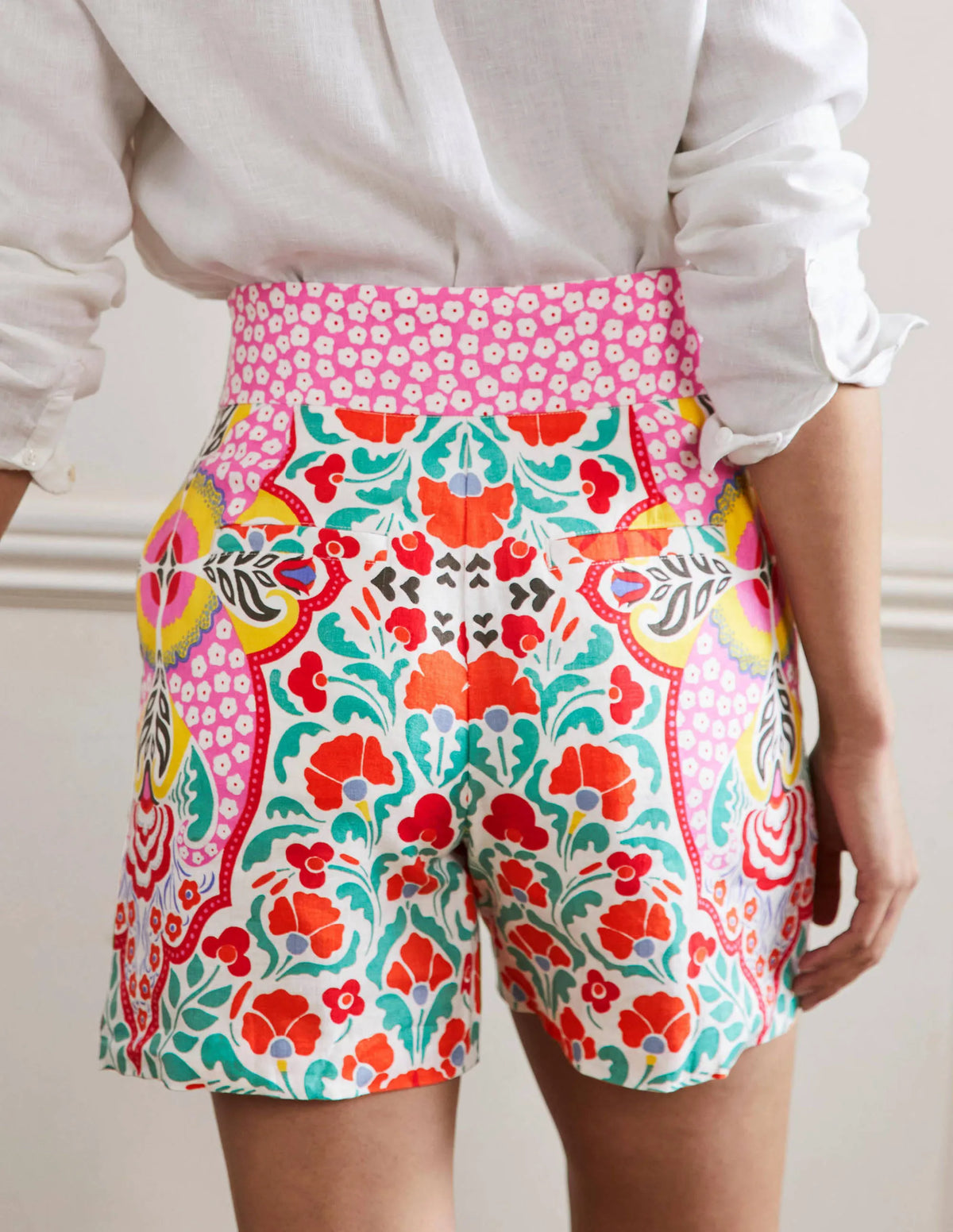 Georgina Linen Shorts-Multi, Passion Bloom
