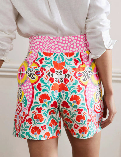 Georgina Linen Shorts-Multi, Passion Bloom