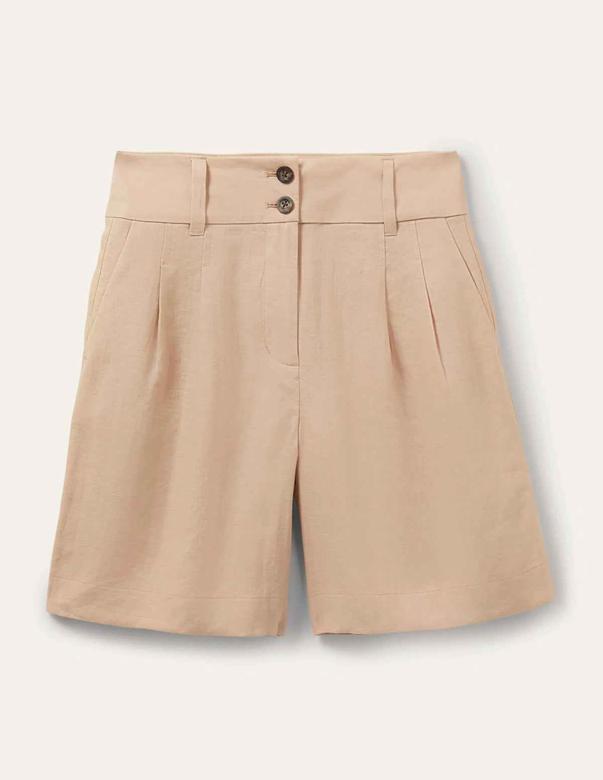 Linen Pleat Shorts-Frappe