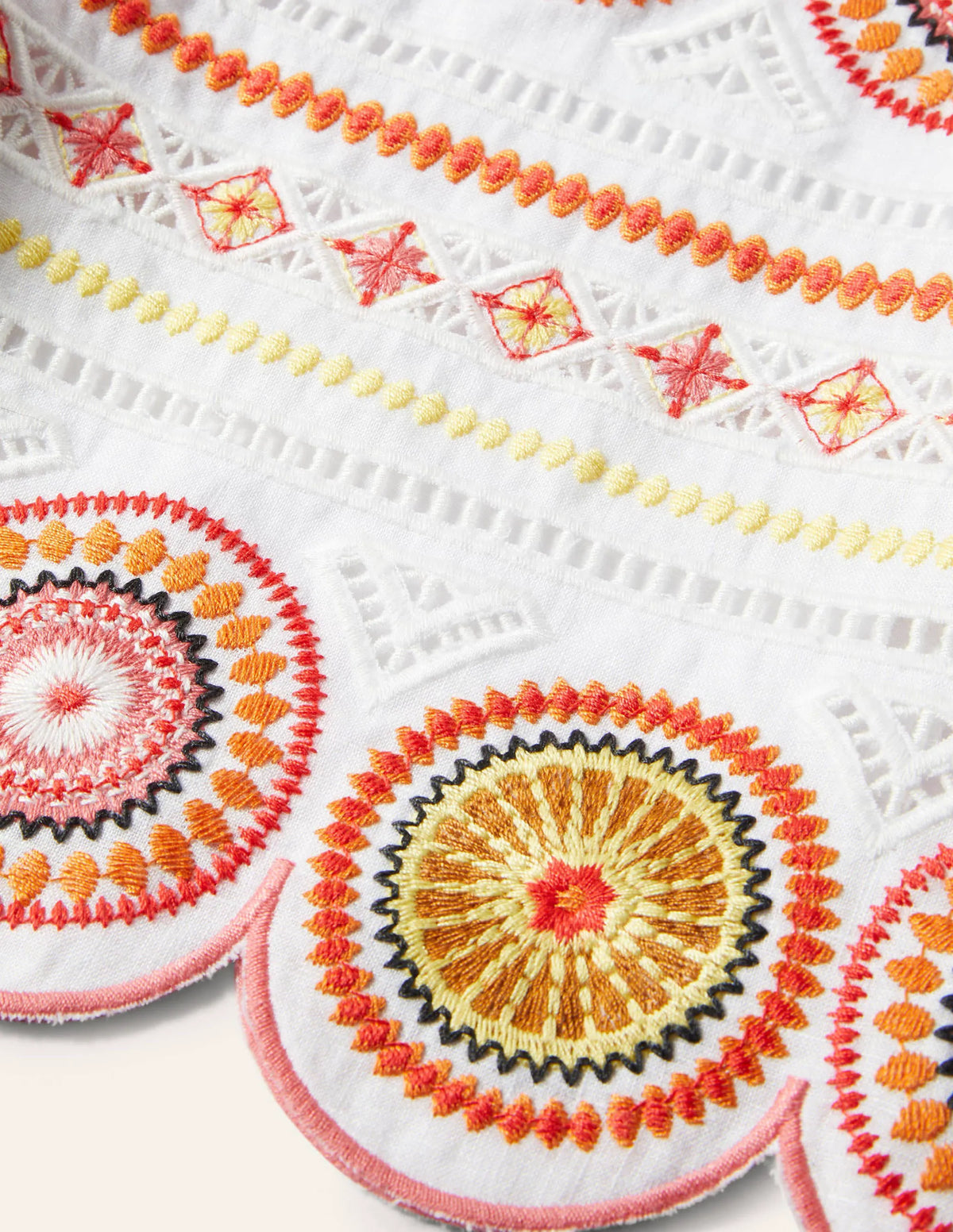 Tamsin Embroidered Shorts-White, Embroidered