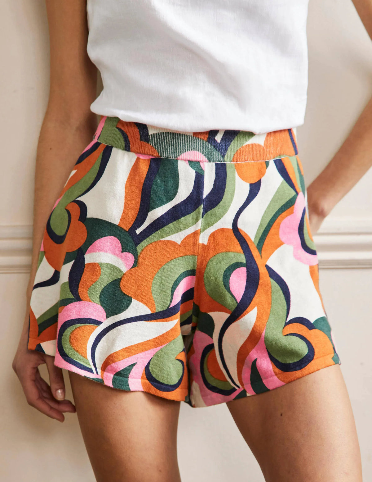 Cara Knitted Shorts-Abstract Swirl, Multi