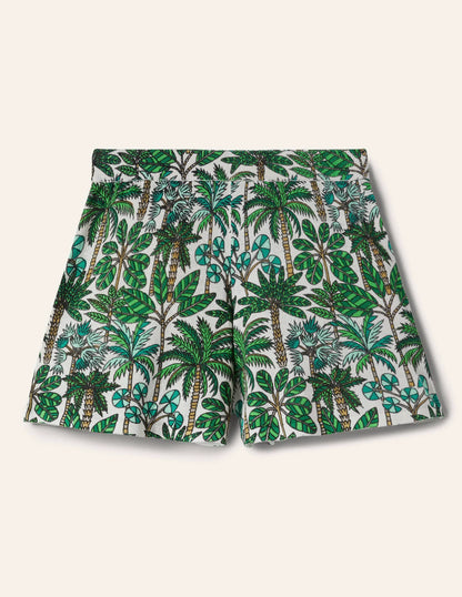 Cara Knitted Shorts-Ivory, Palm Forest