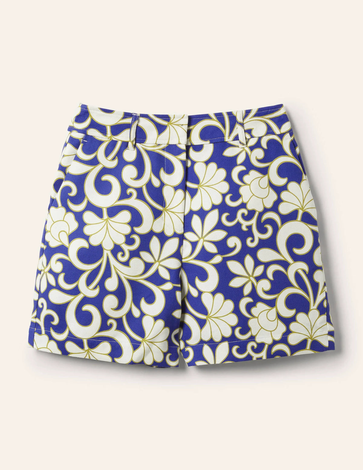 Carrie High Waisted Shorts-Atlantic Ocean, Abstract Petal