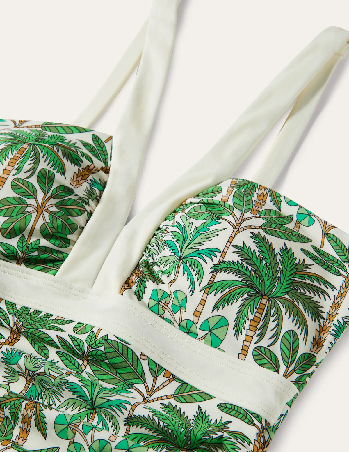 Corsica V-neck Tankini Top-Ivory, Palm Forest