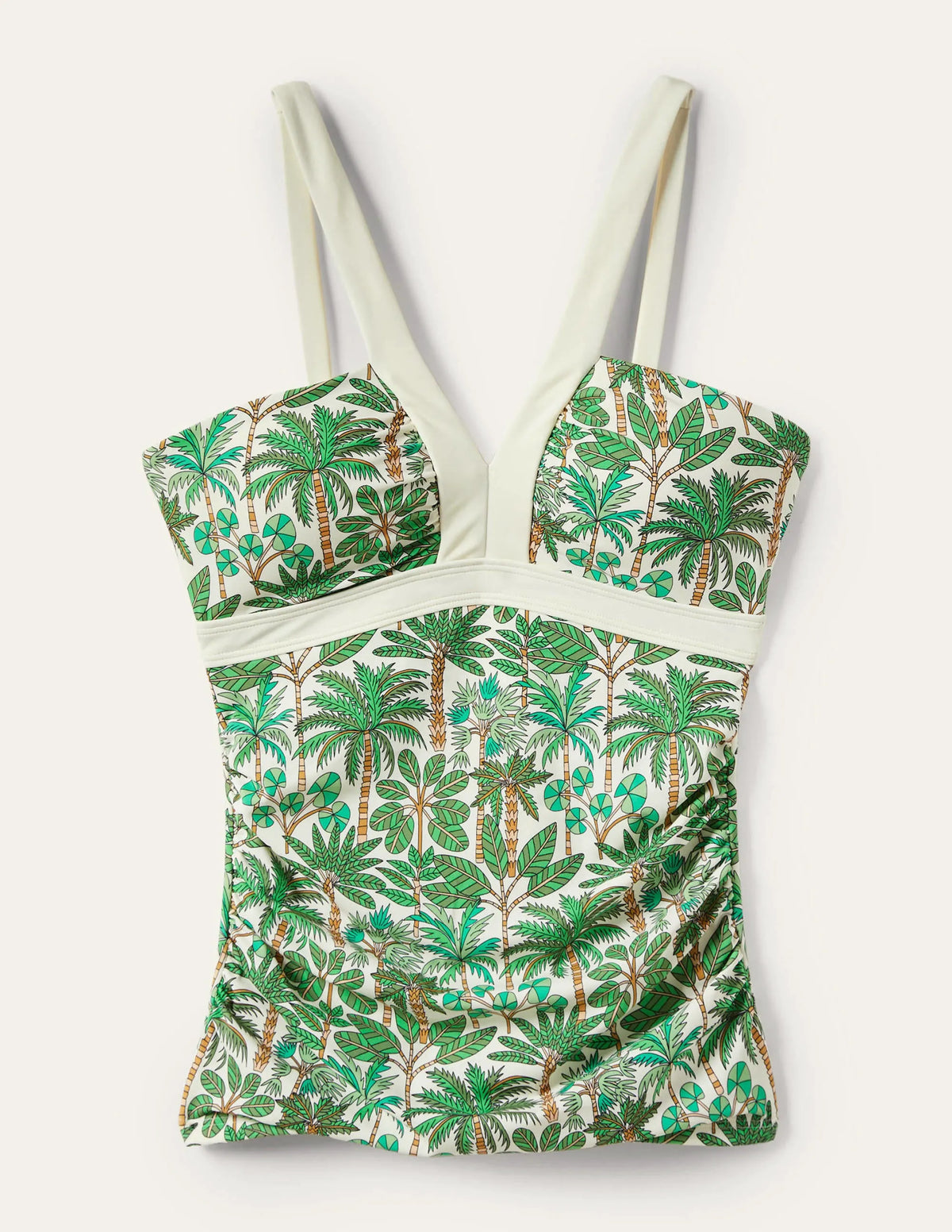 Corsica V-neck Tankini Top-Ivory, Palm Forest