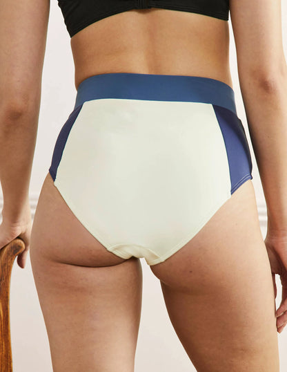 High Waisted Bikini Bottoms-Ivory Colourblock