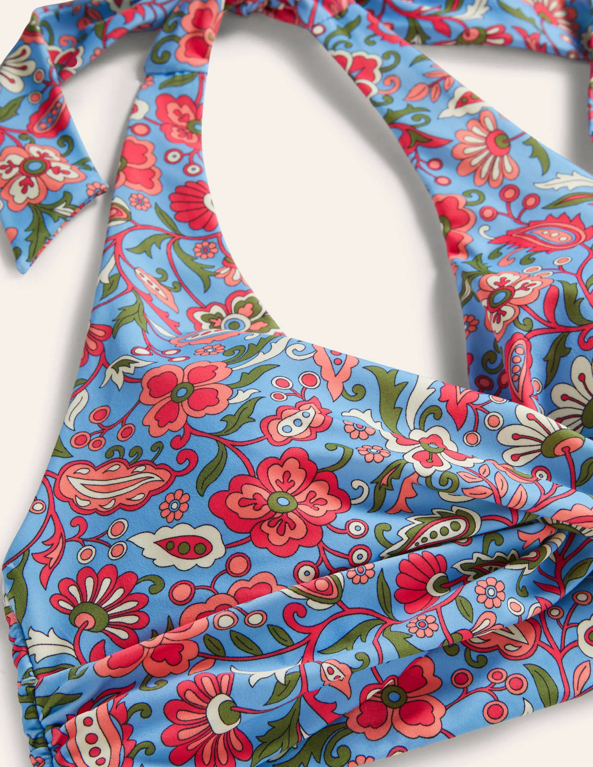 Levanzo Halter Bikini Top-Dusty Blue, Oriental Paradise