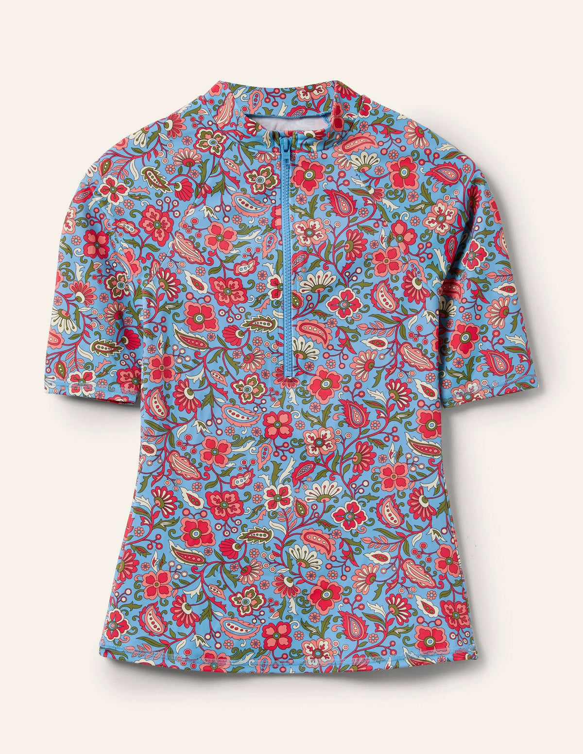Mid Sleeve Rash Guard-Dusty Blue, Oriental Paradise