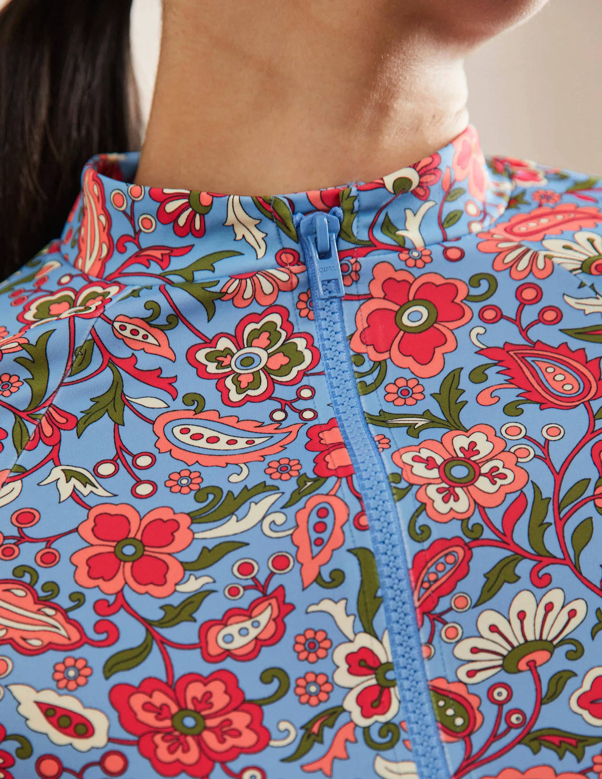 Mid Sleeve Rash Guard-Dusty Blue, Oriental Paradise