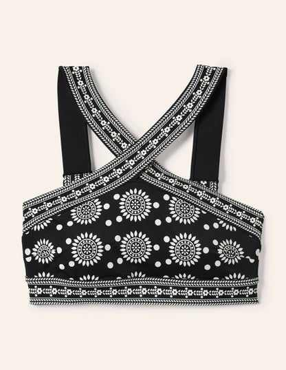 Positano Hotchpotch Bikini Top-Black, Sun Geo