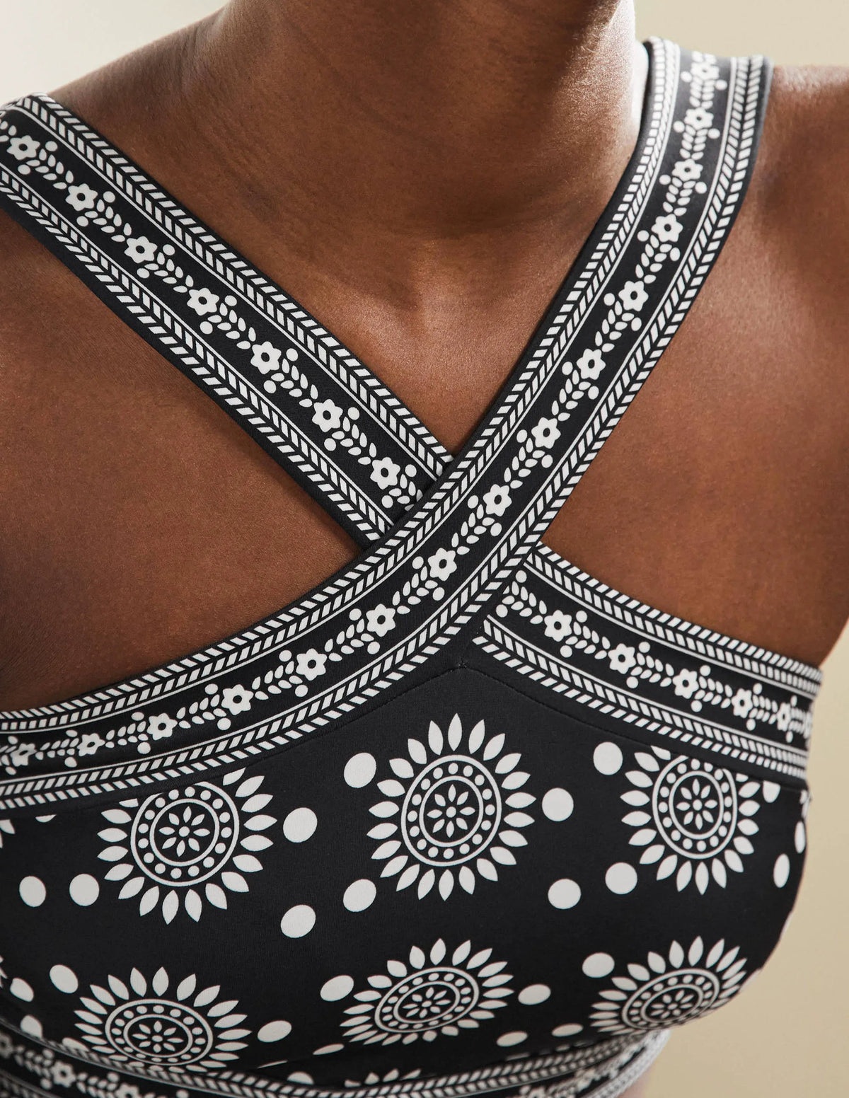 Positano Hotchpotch Bikini Top-Black, Sun Geo