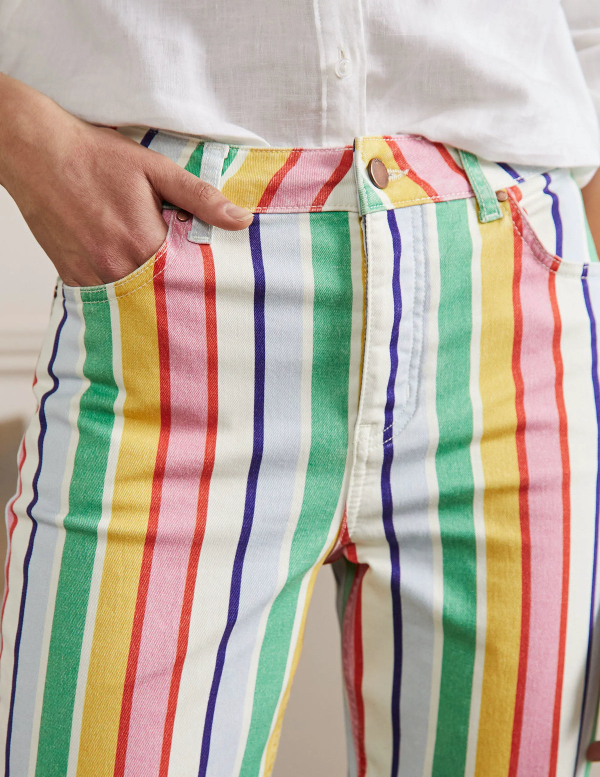 Relaxed Straight Jeans-Rainbow Multistripe