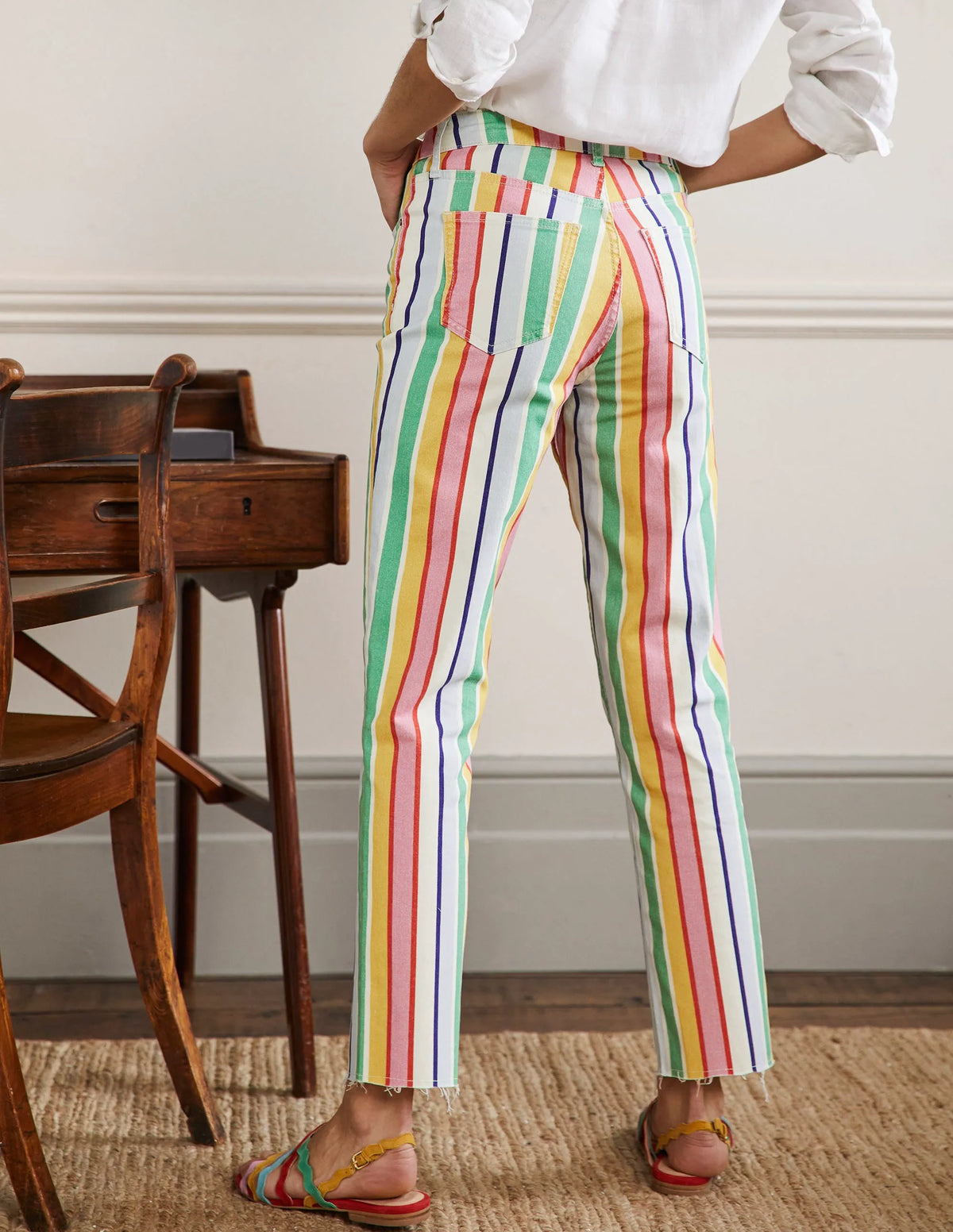 Relaxed Straight Jeans-Rainbow Multistripe