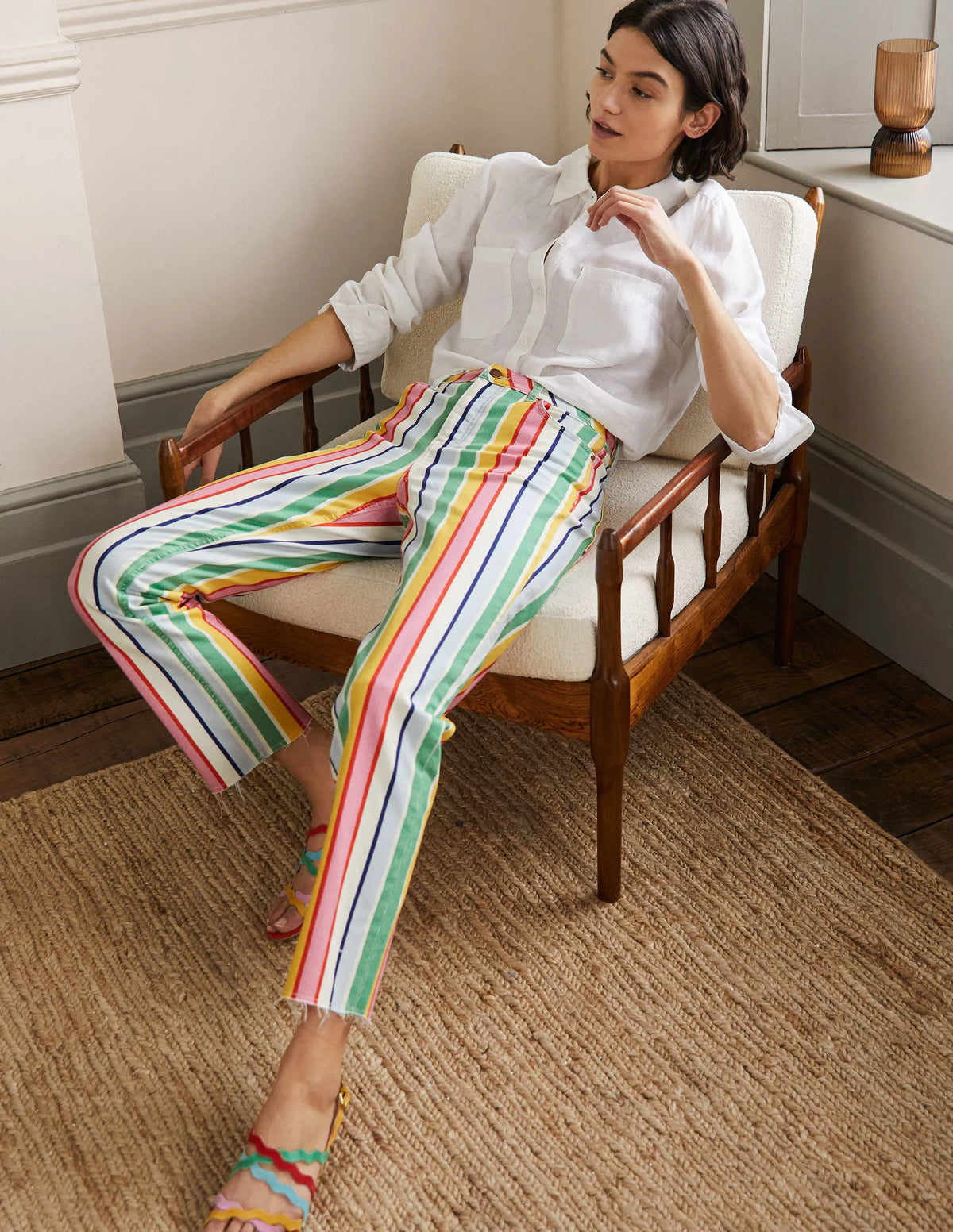 Relaxed Straight Jeans-Rainbow Multistripe